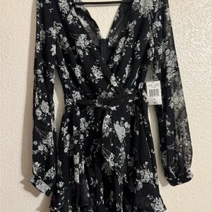 Altar'd State White Long Sleeve Wrap Dress for Wedding Guest